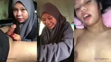 Ukhti Hijab Erin Cantik Bersama Pacar Mobil